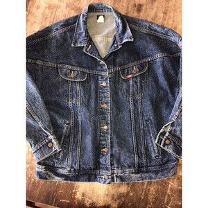 Vintage Lee Riders USA Jean Jacket Sz M Acid Stone Denim Trucker Coat Blue Wash